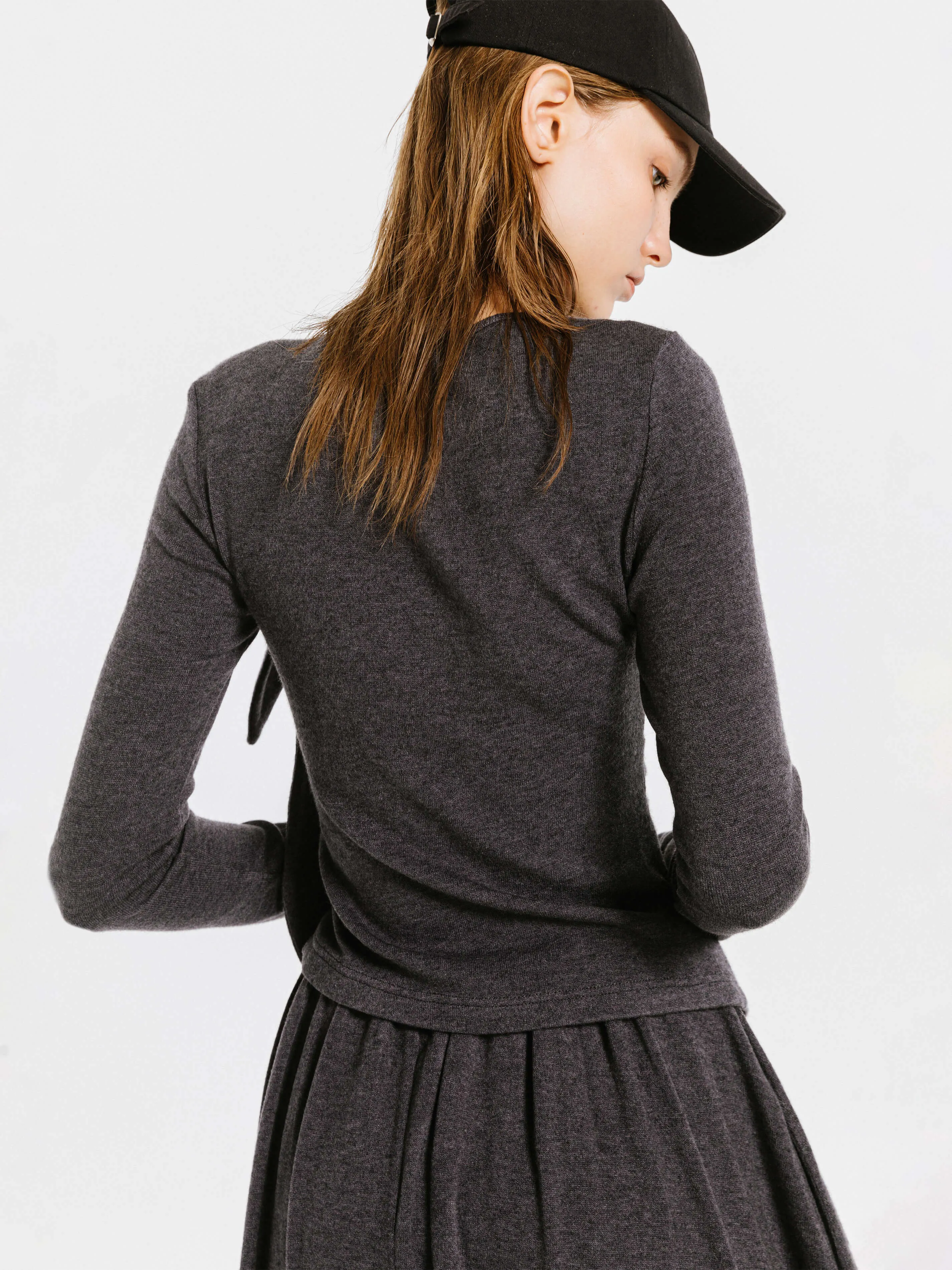 Gray Irregular Knit Top