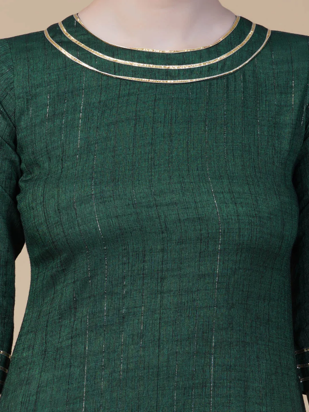 Green High Low Frilled Kurta Pants Set