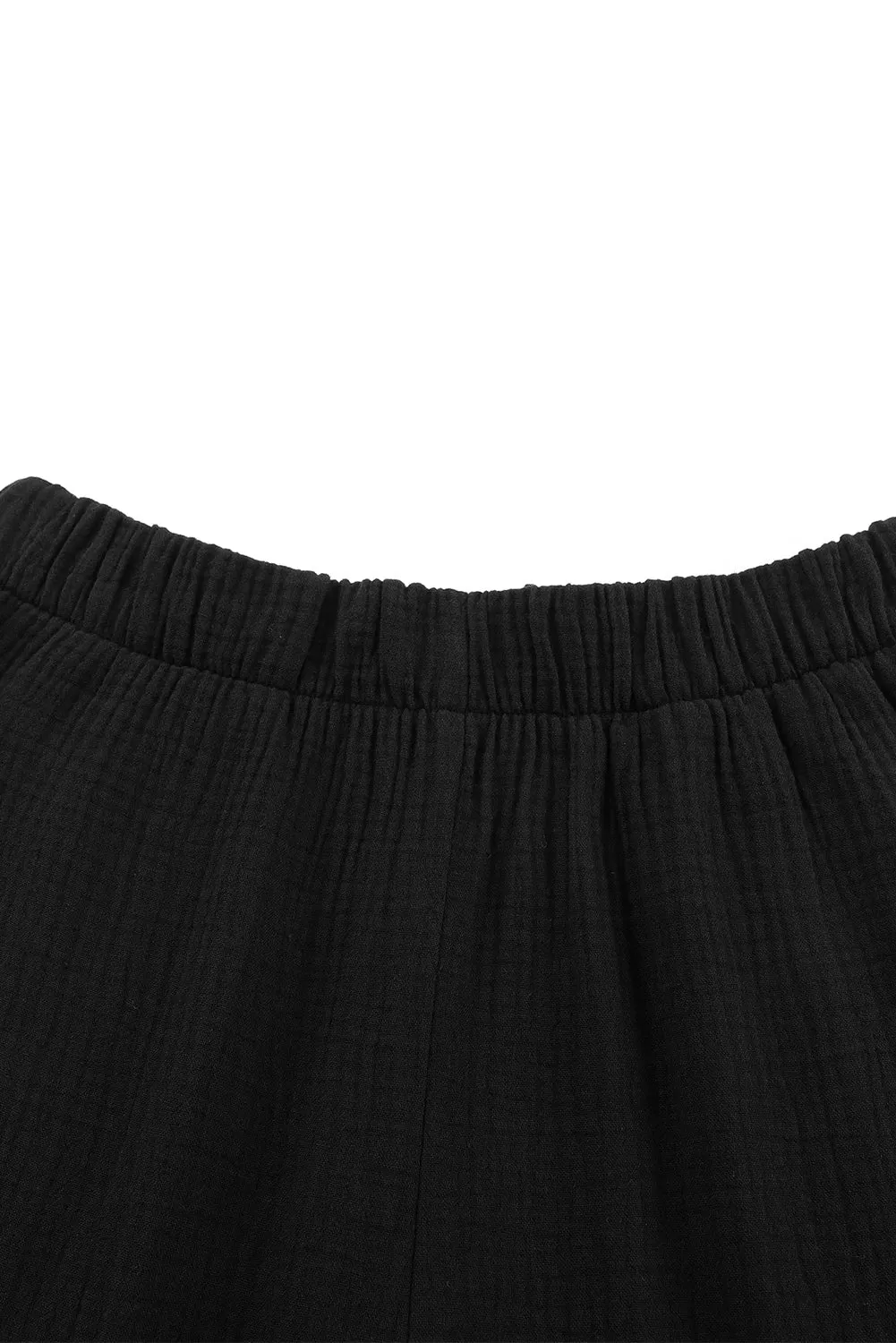 Green Textured High Waist Ruffled Bell Bottom Pants