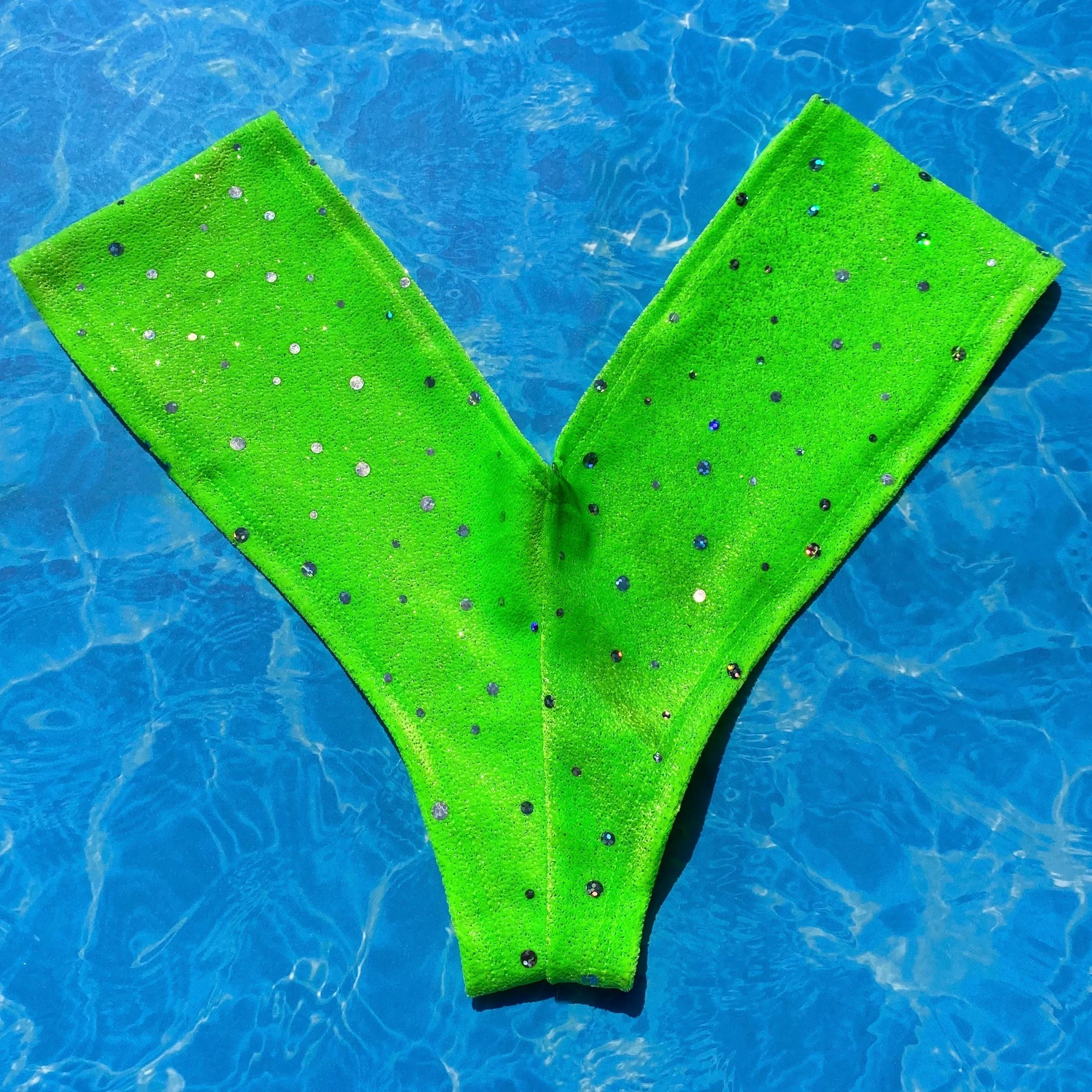 Green Velvet Shimmer V-Cheeky Bikini Bottom | Denali Brand
