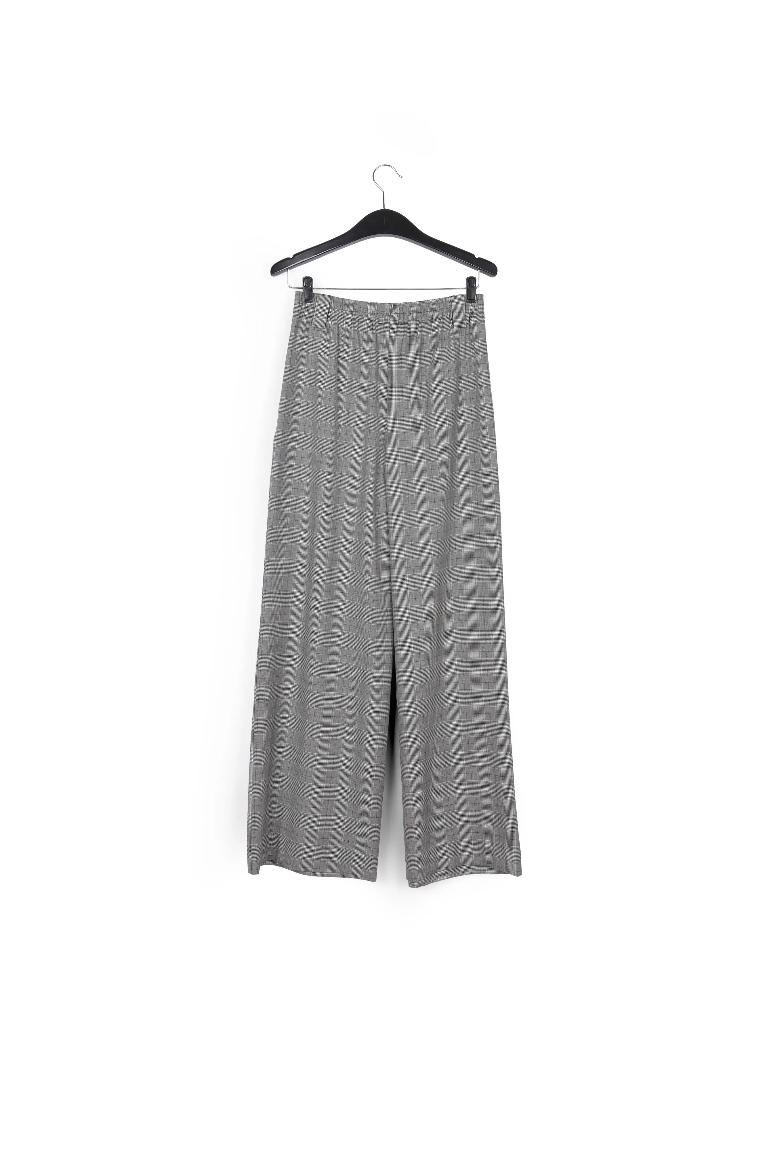 Grey wide-leg pants with check motif