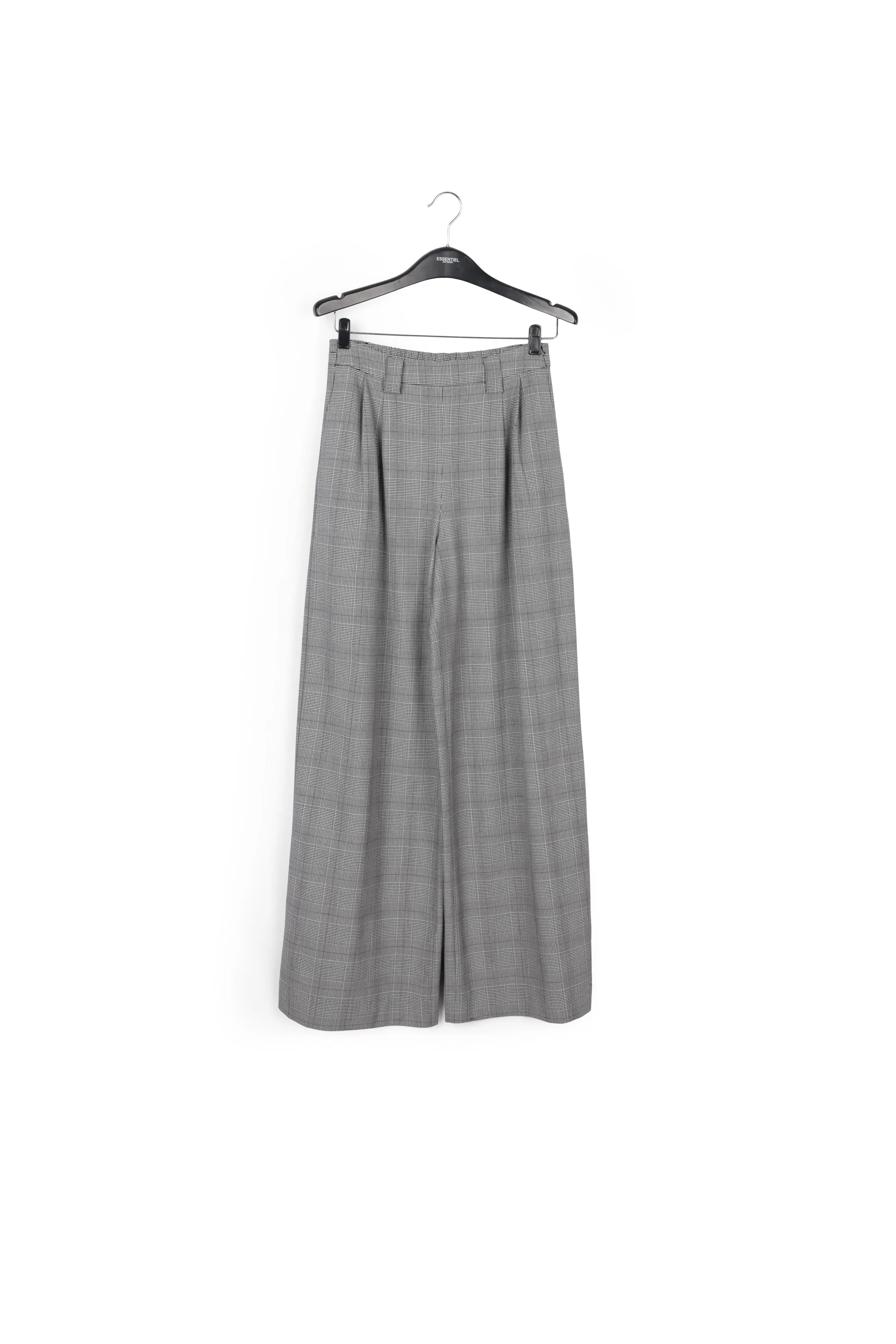 Grey wide-leg pants with check motif