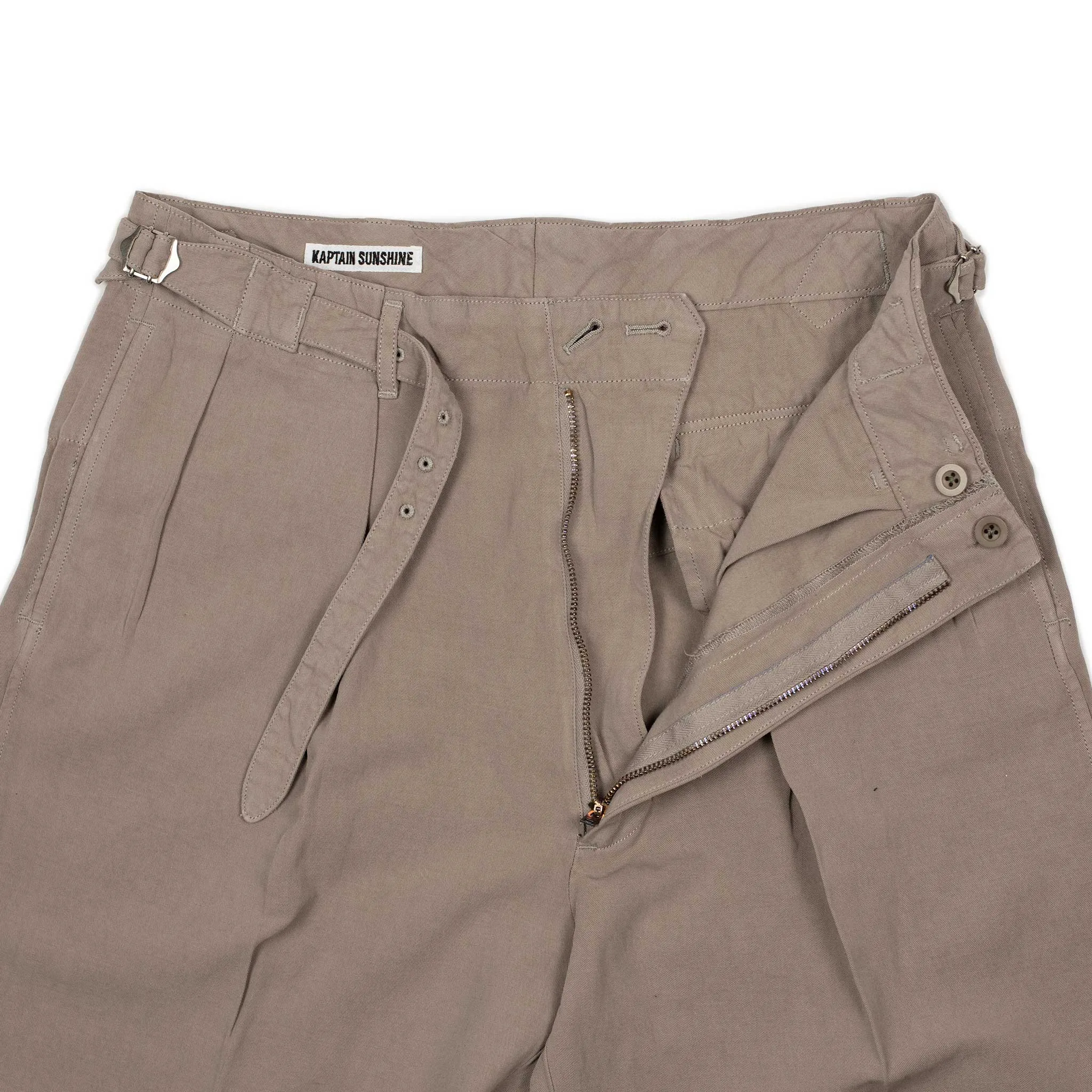 Gurkha pants in warm grey cotton linen gabardine