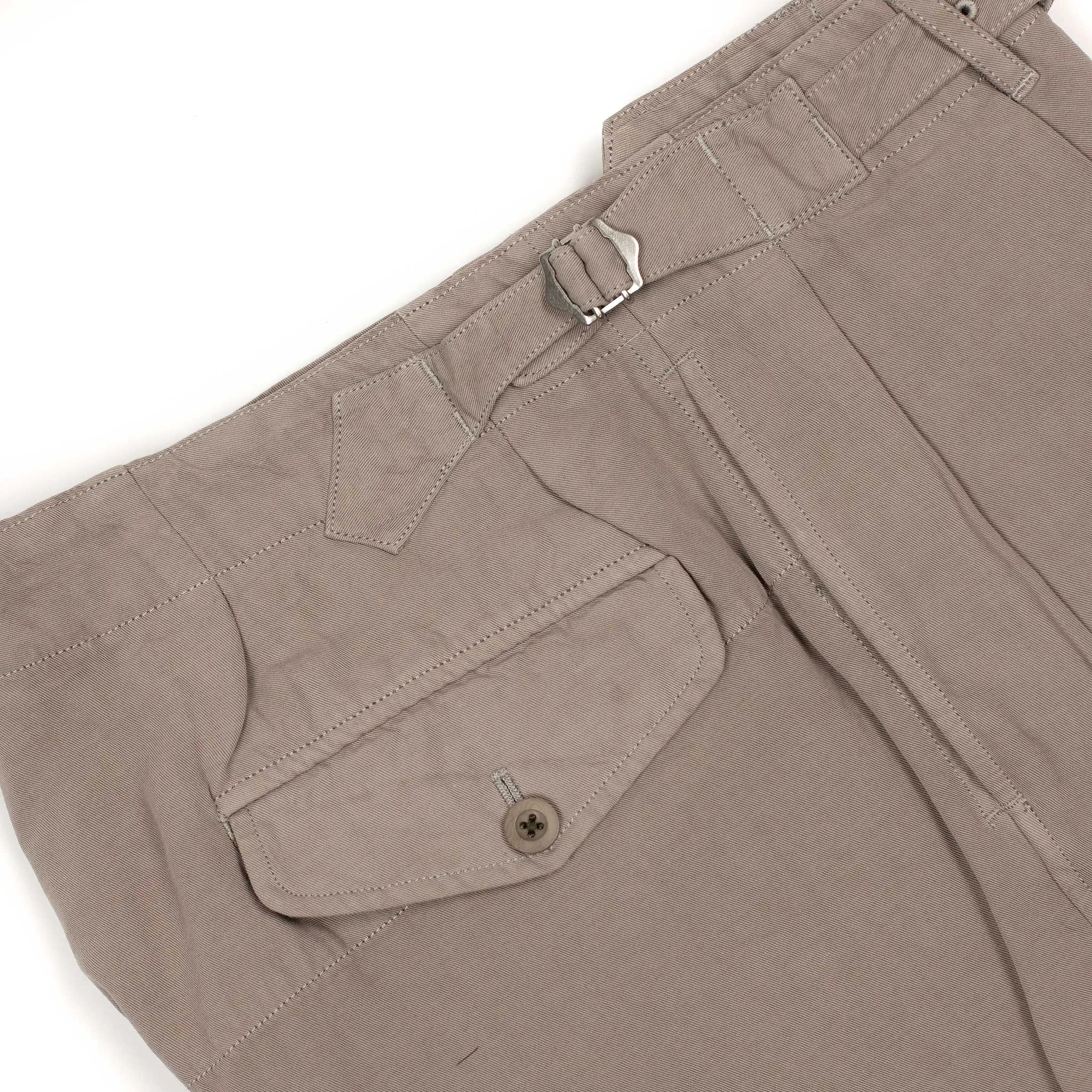 Gurkha pants in warm grey cotton linen gabardine