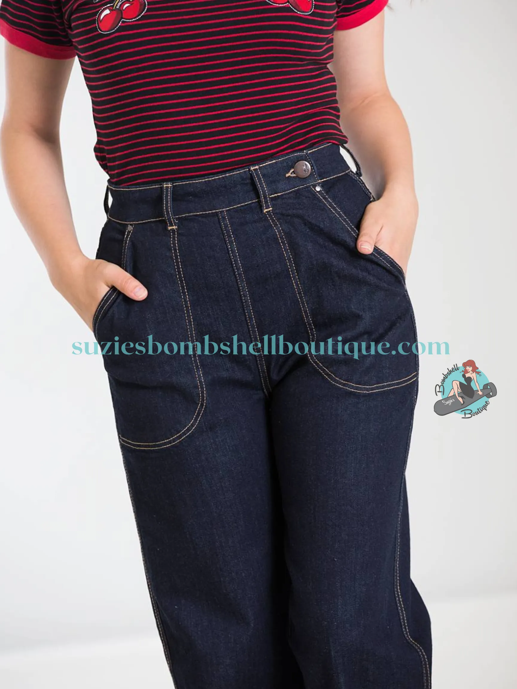 Hell Bunny Weston Denim Trousers