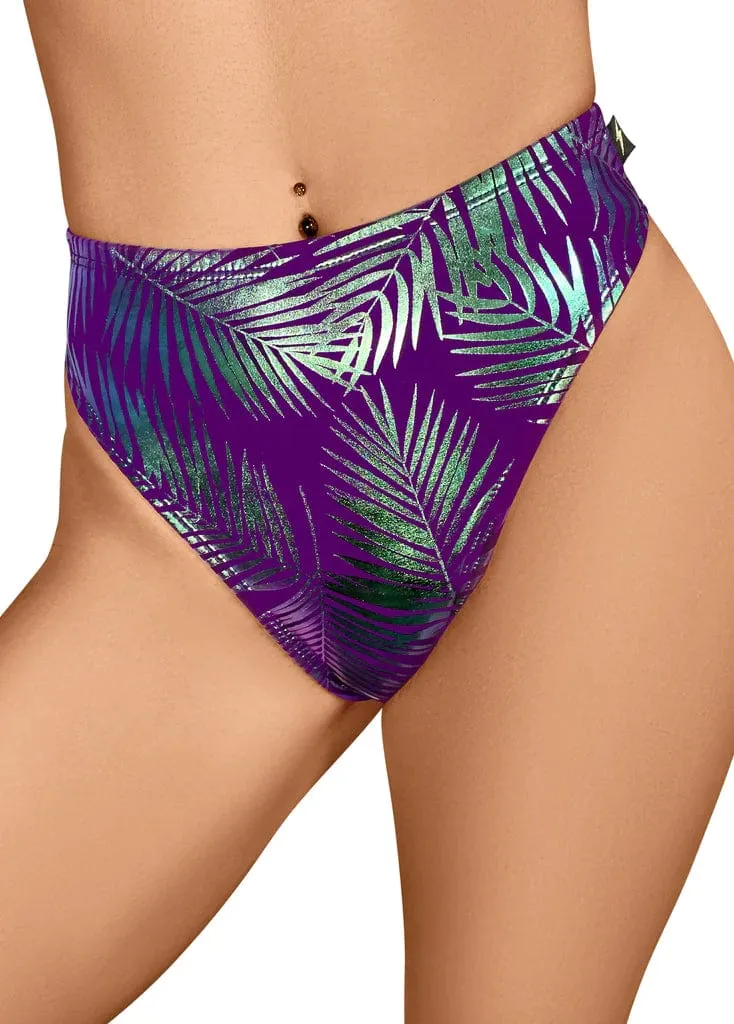 High Rider Hot Pants - Jungle Palms - Purple Teal