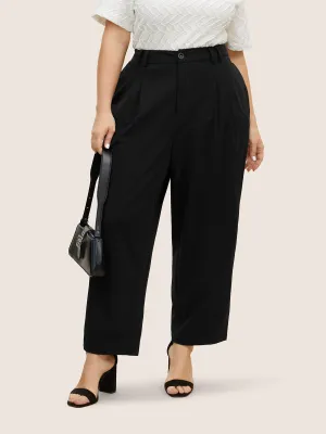 High Rise Elastic Waist Straight Leg Pants