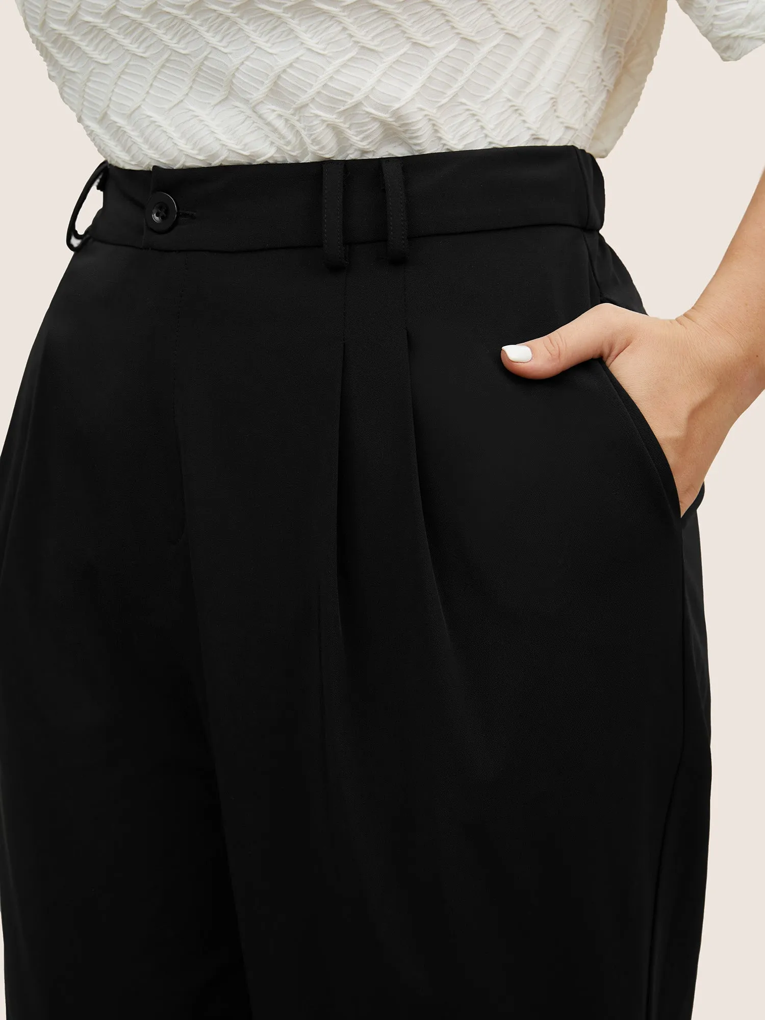 High Rise Elastic Waist Straight Leg Pants