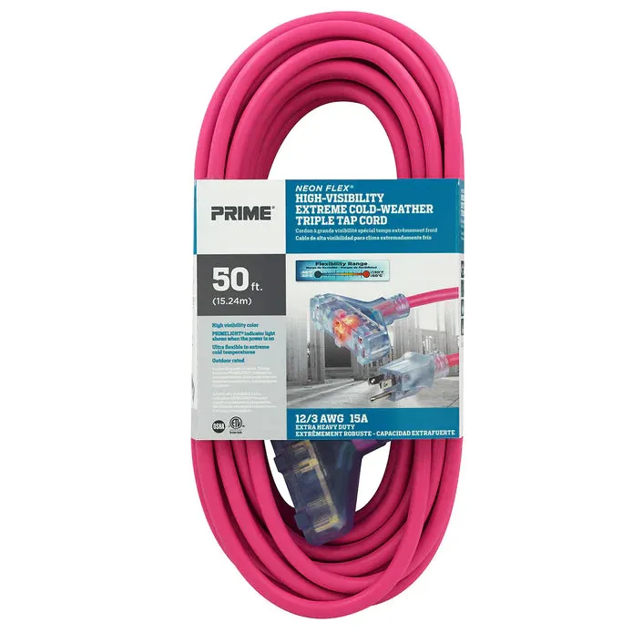 High Visibility Pink Neon Flex® Outdoor Extension Cord