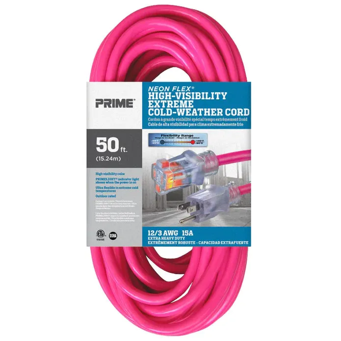 High Visibility Pink Neon Flex® Outdoor Extension Cord