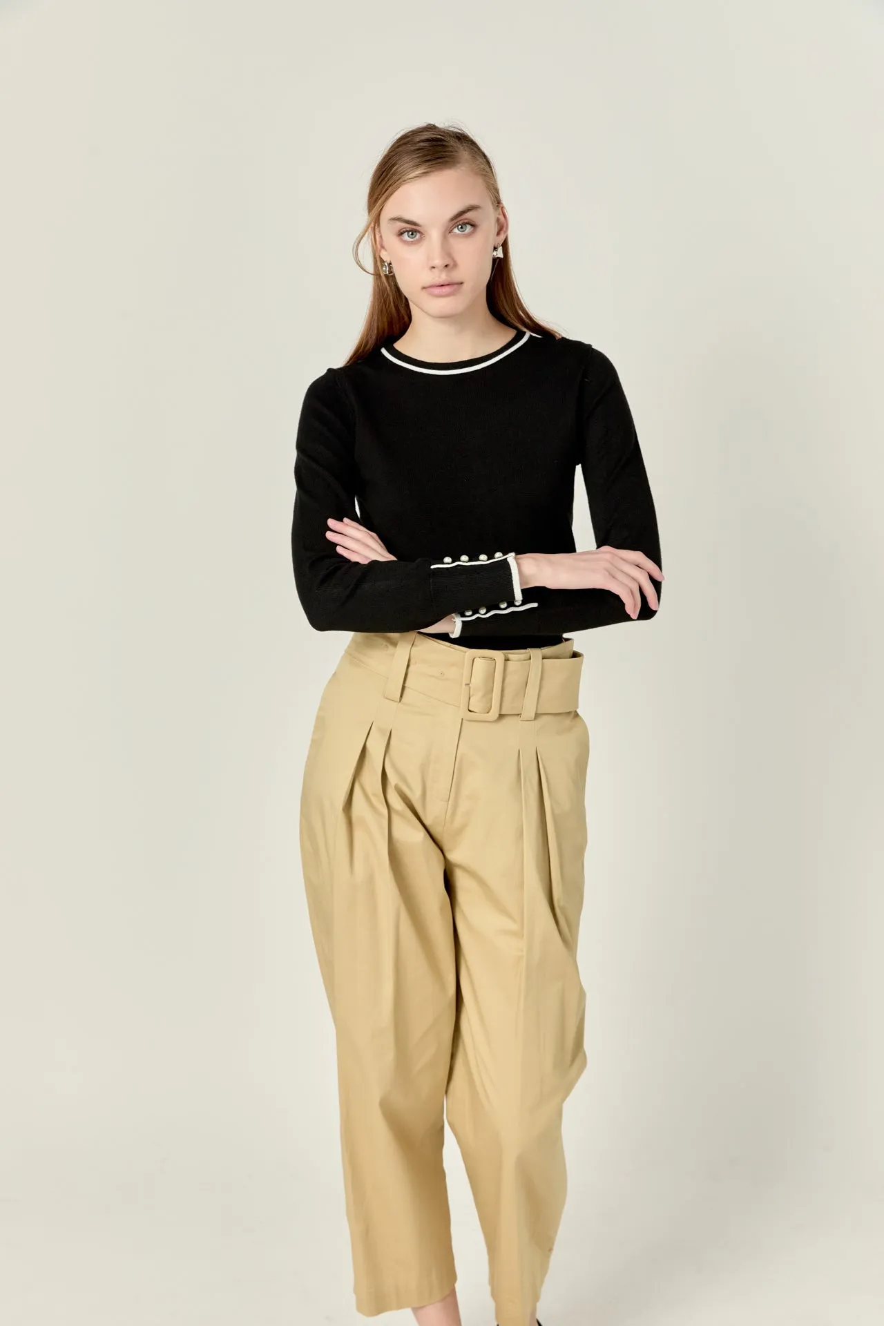 High Waist Belted Wide Leg Pants