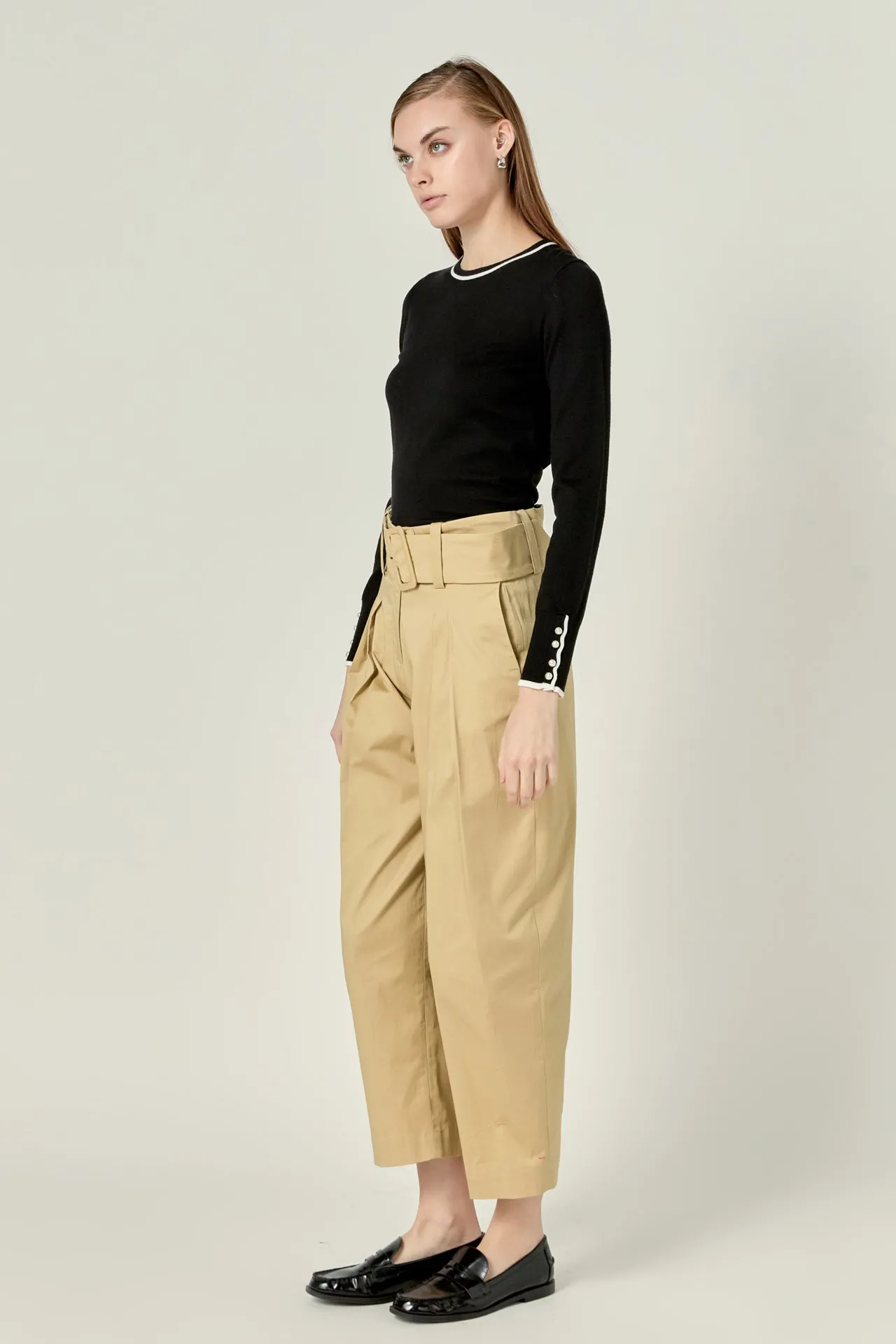 High Waist Belted Wide Leg Pants