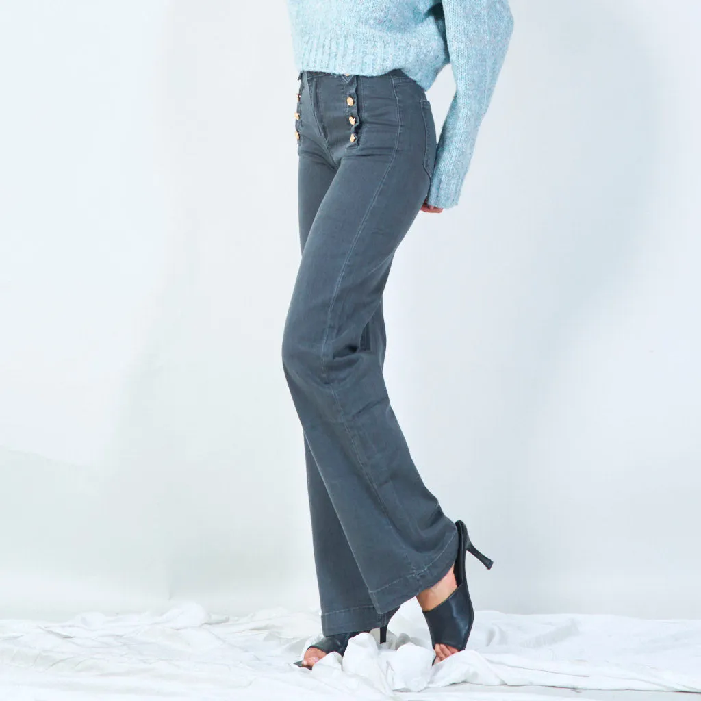 High-waist buttoned wide-leg pants wholesale