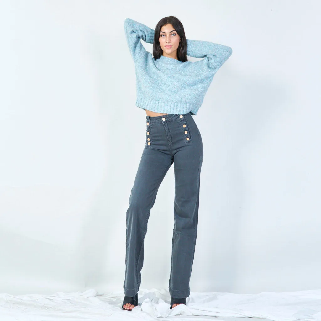 High-waist buttoned wide-leg pants wholesale