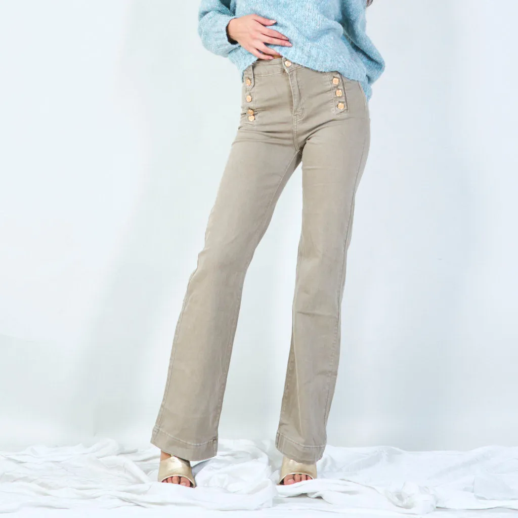 High-waist buttoned wide-leg pants wholesale