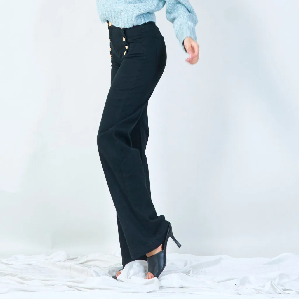 High-waist buttoned wide-leg pants wholesale