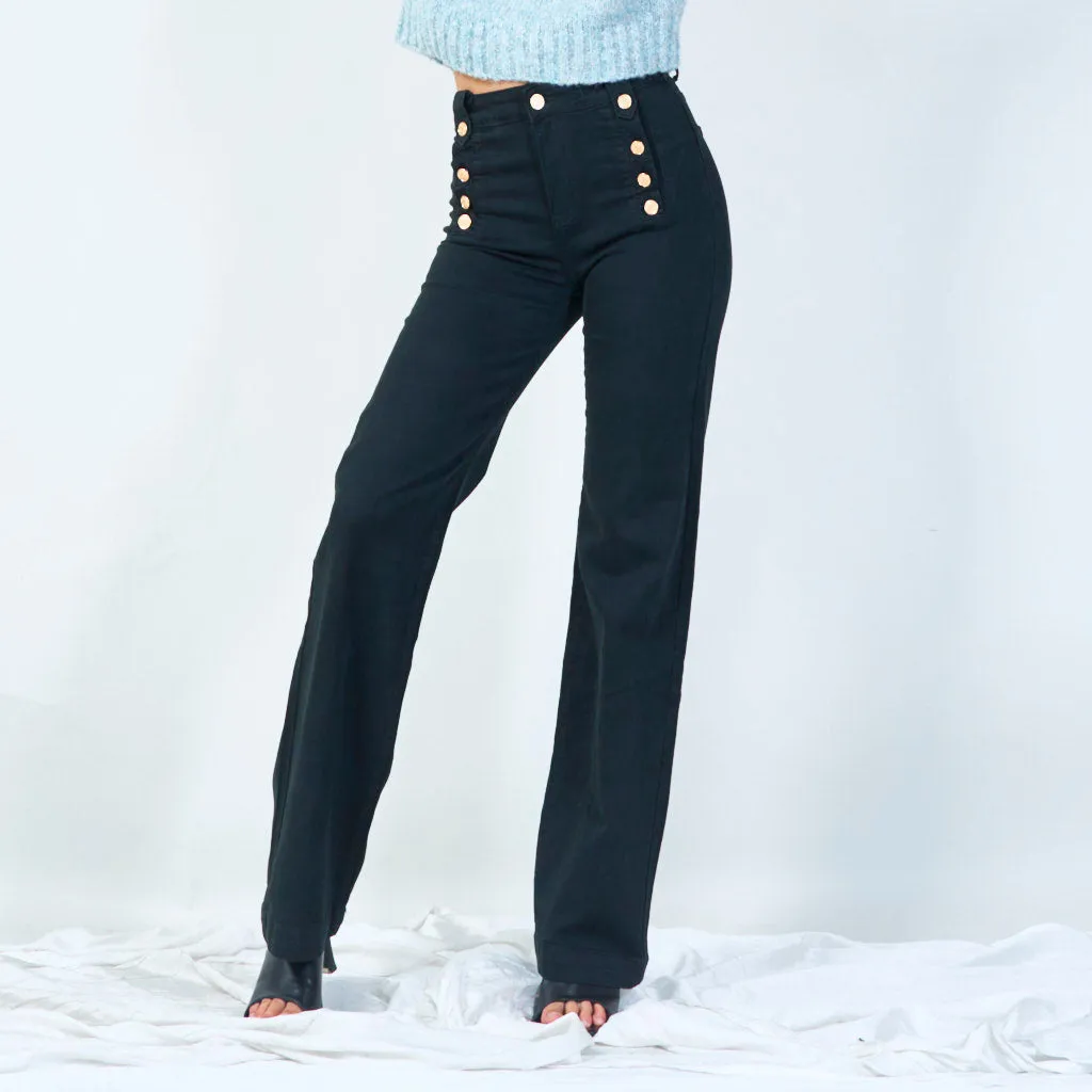 High-waist buttoned wide-leg pants wholesale