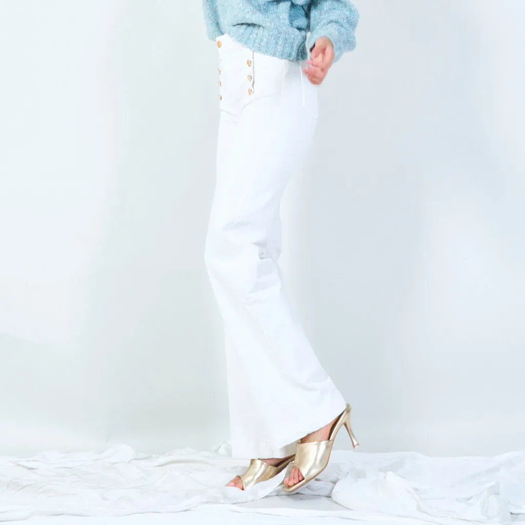 High-waist buttoned wide-leg pants wholesale