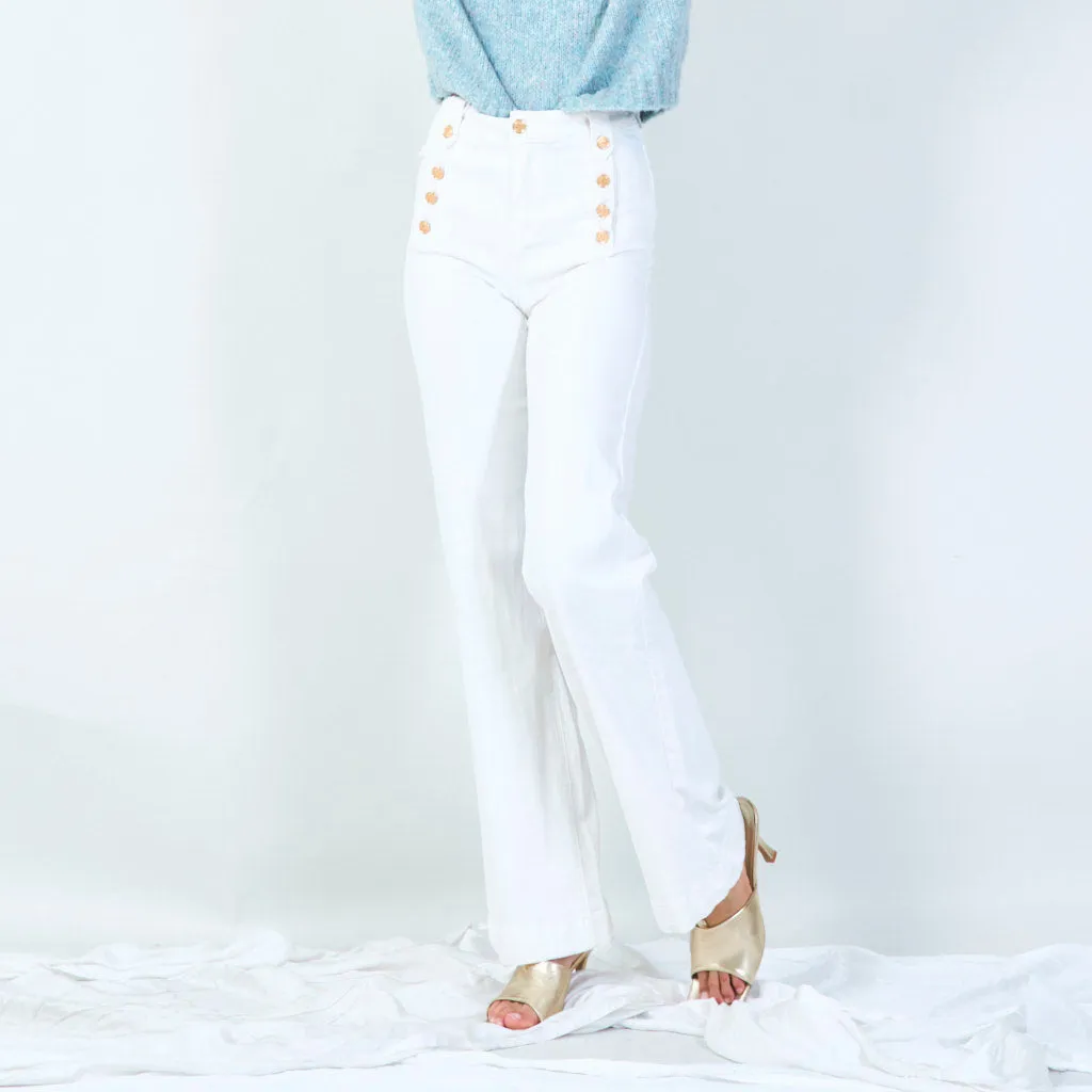 High-waist buttoned wide-leg pants wholesale