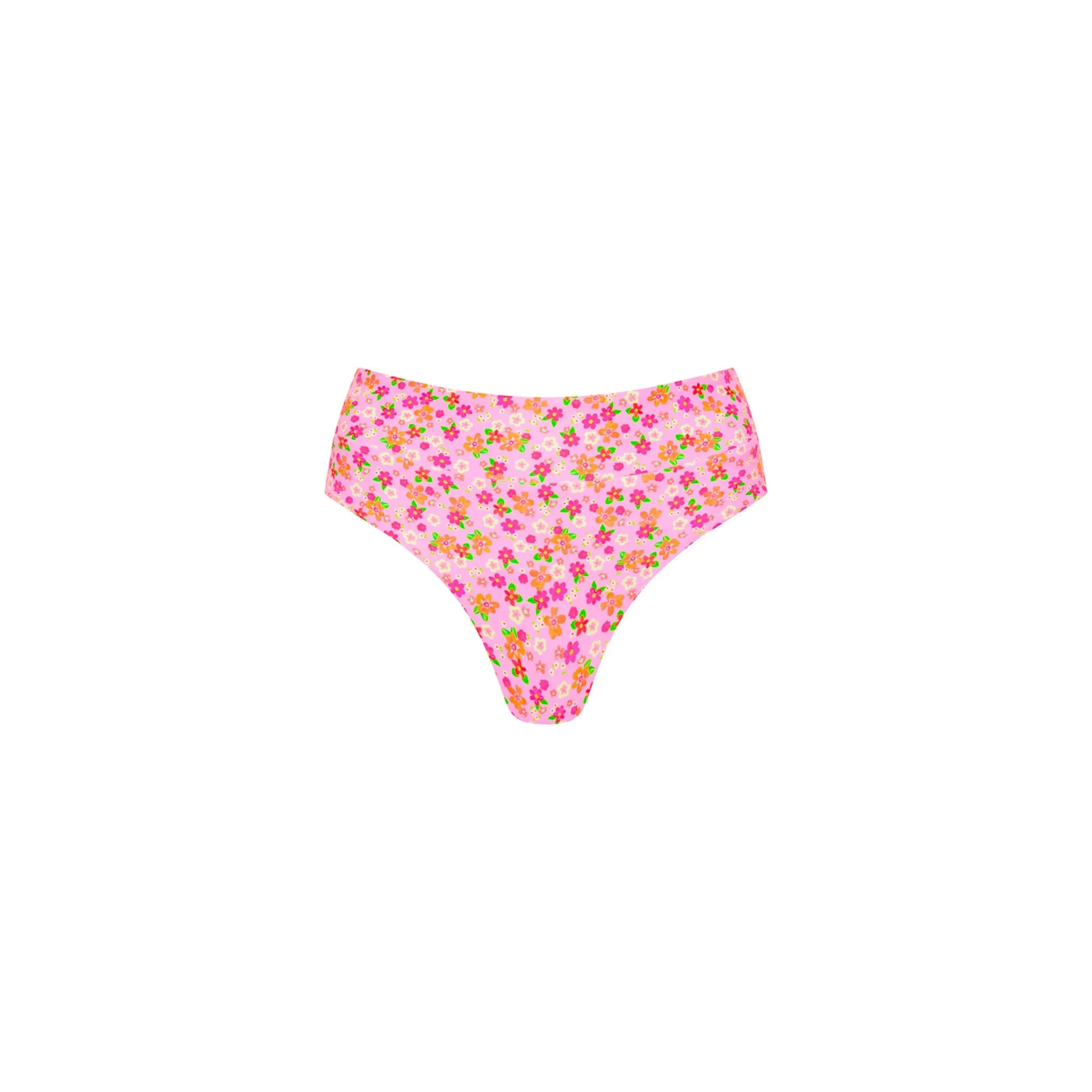 High Waist Cheeky Bikini Bottom - Frangipani Fever