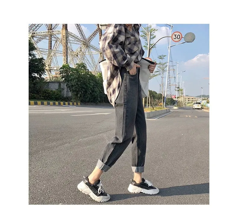 High Waist Denim Pants Women Loose Vintage Wide Leg Straight Student Korean Slim Look Popular Carrot Pants
