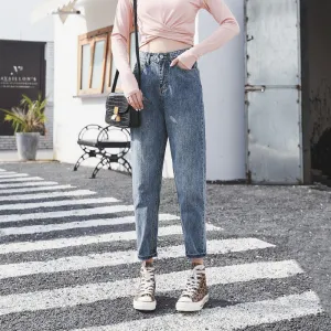 High Waist Denim Pants Women Loose Vintage Wide Leg Straight Student Korean Slim Look Popular Carrot Pants