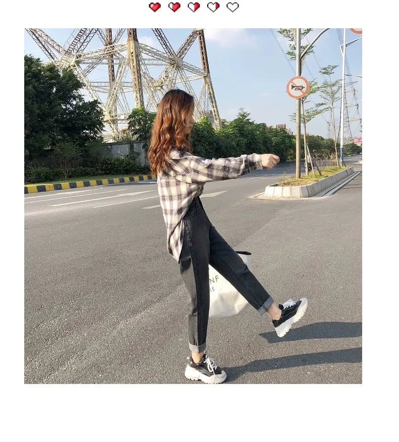 High Waist Denim Pants Women Loose Vintage Wide Leg Straight Student Korean Slim Look Popular Carrot Pants