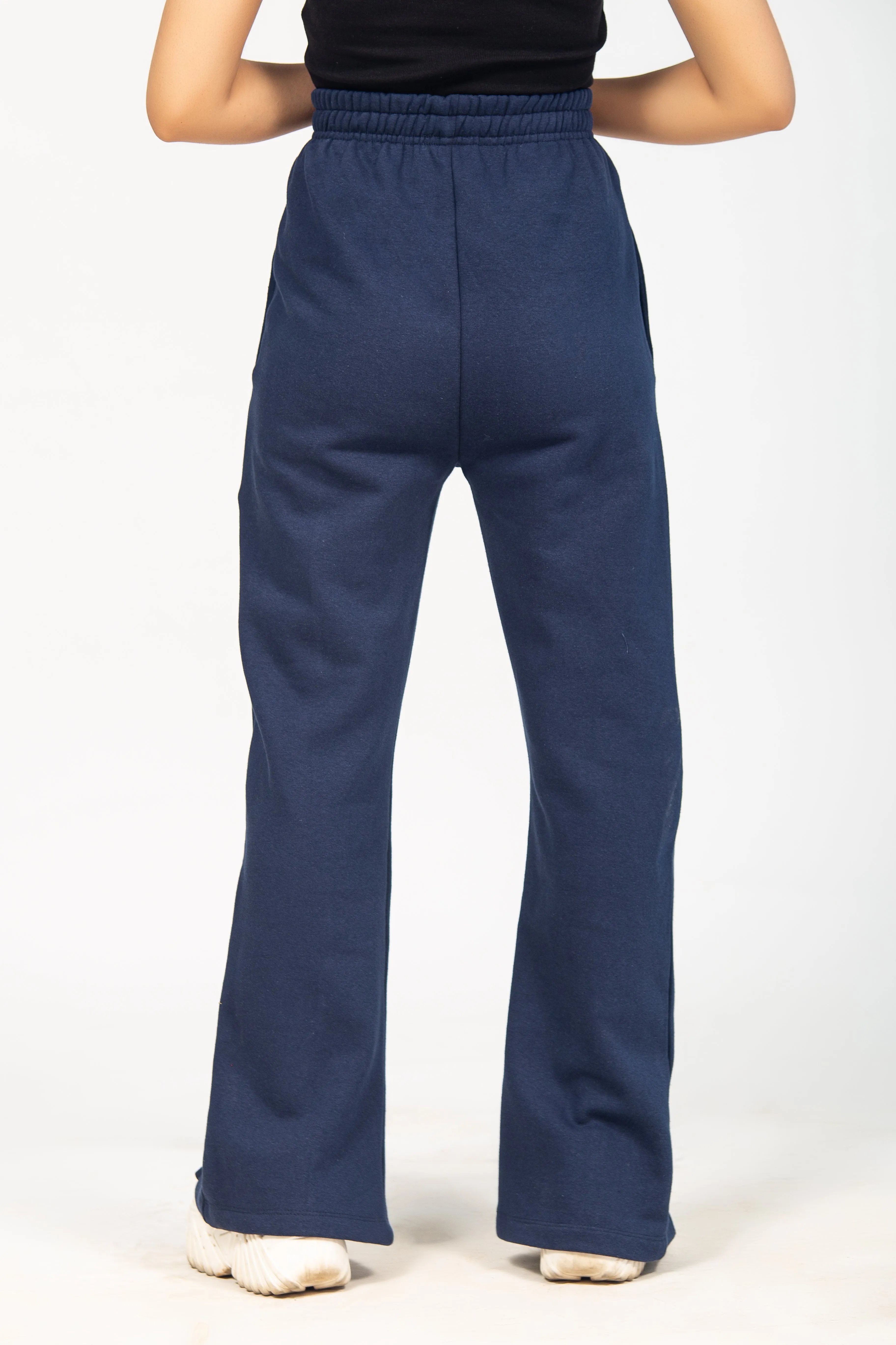 High Waist Flare Leg Pants - Navy