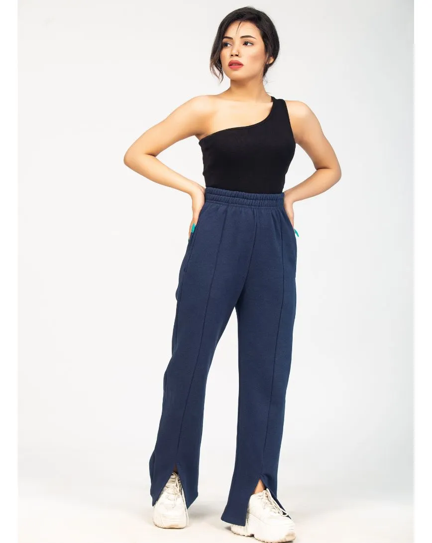High Waist Flare Leg Pants - Navy