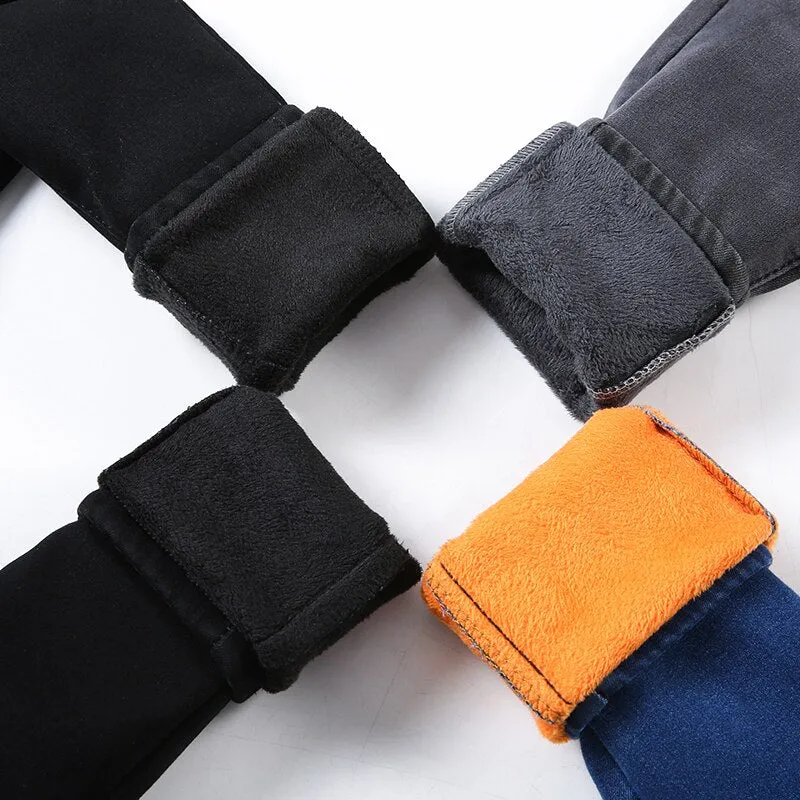 High Waist fleece Thick Jeans