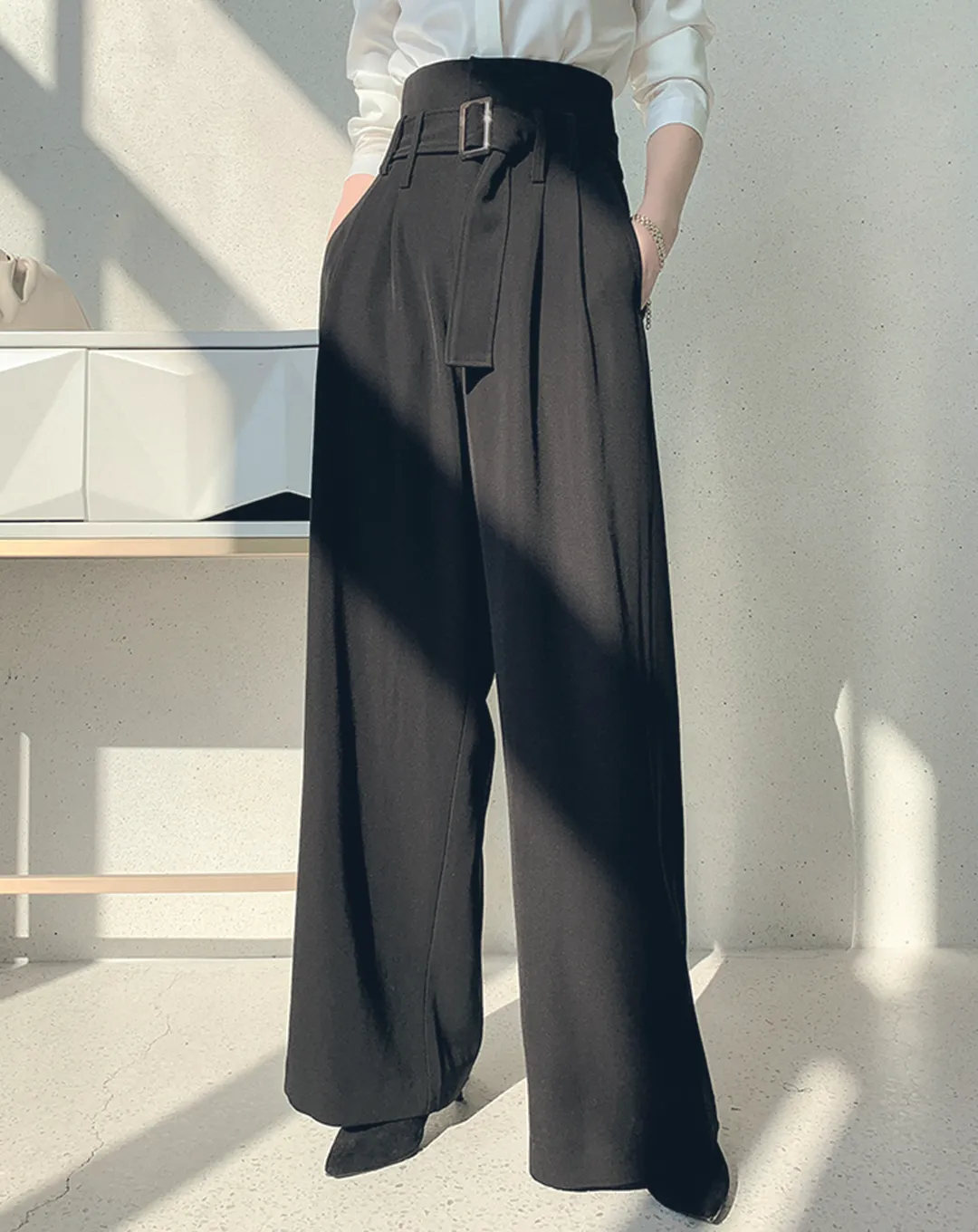 ♀High Waist Loose Wide Tuck Pants