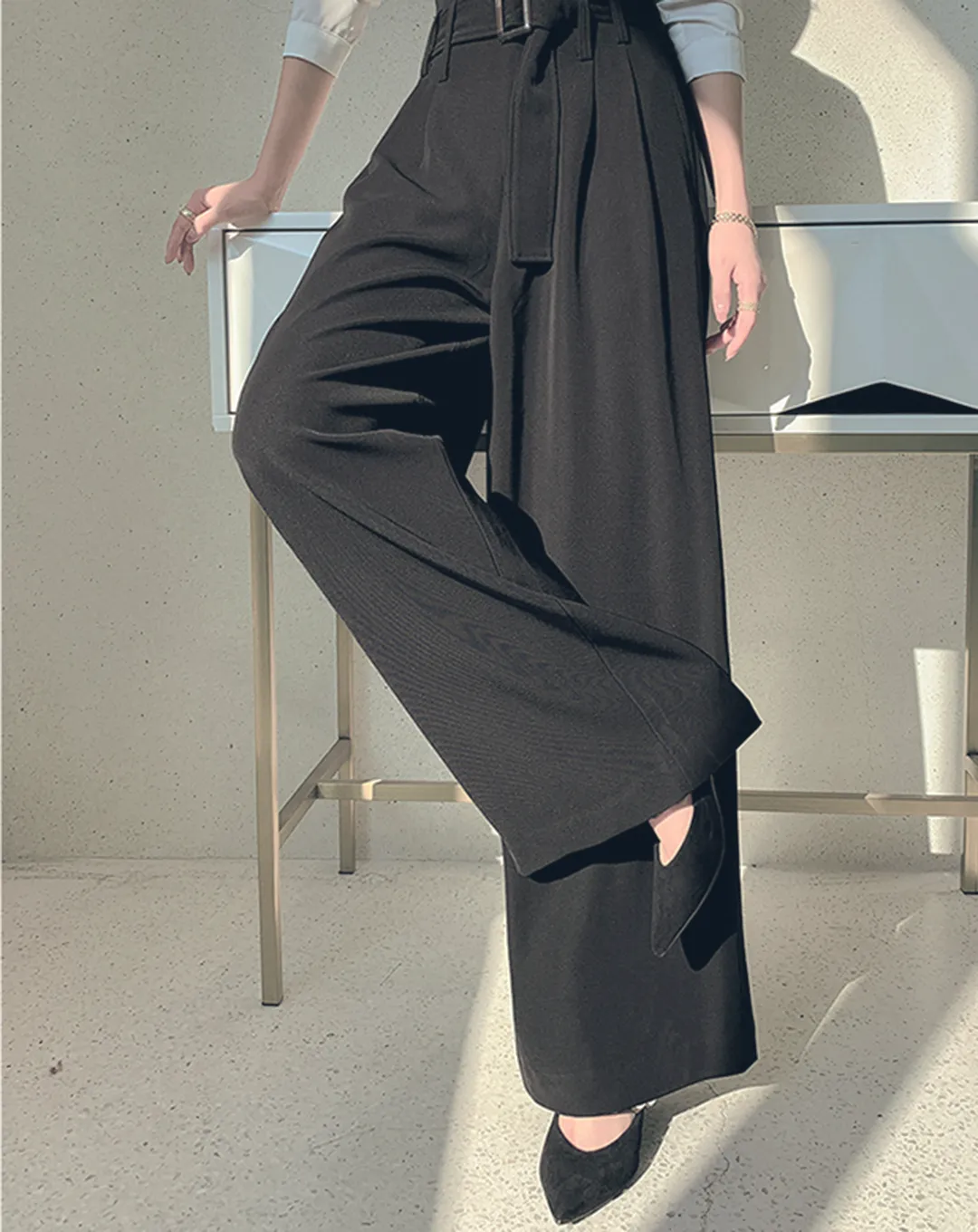 ♀High Waist Loose Wide Tuck Pants