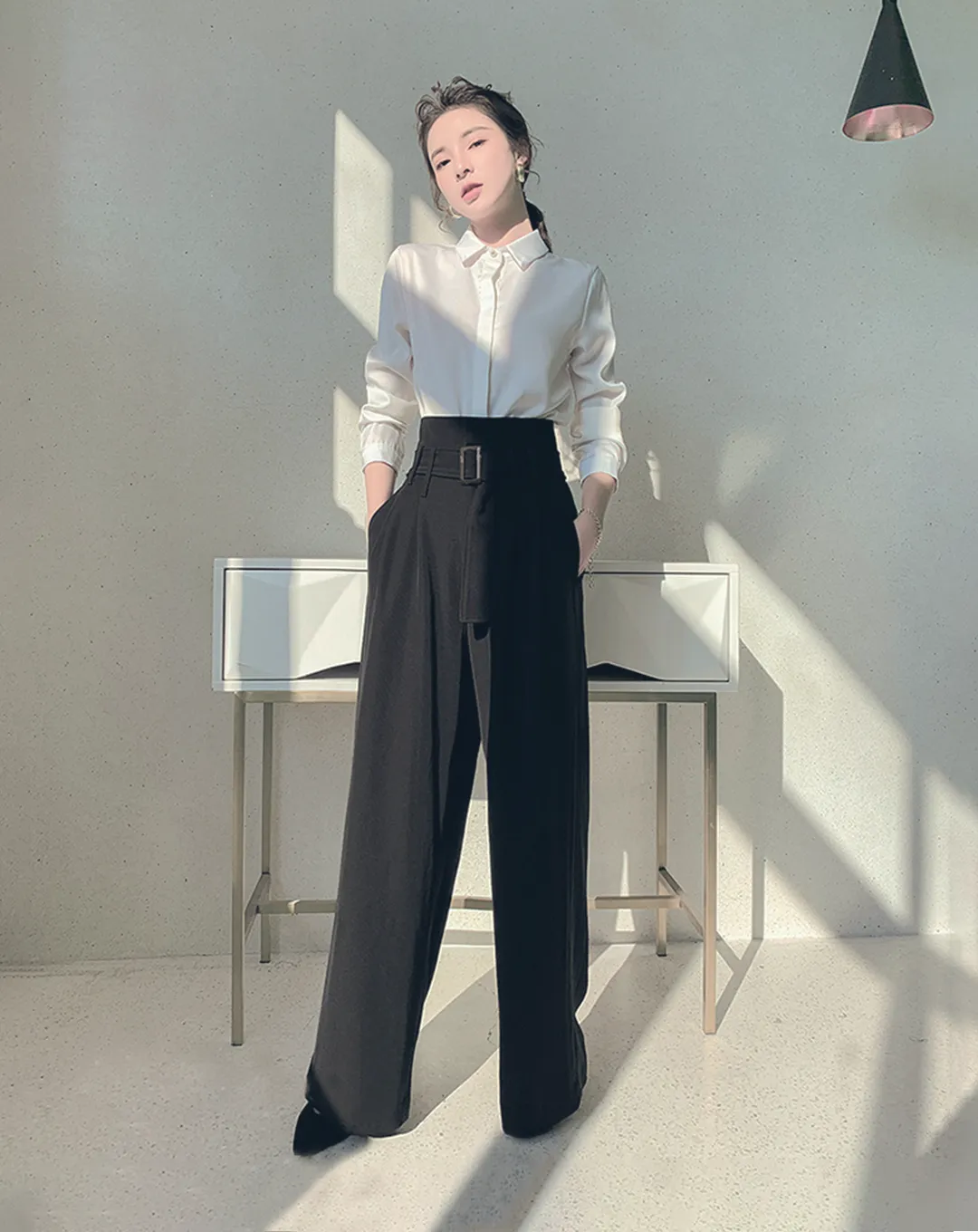 ♀High Waist Loose Wide Tuck Pants