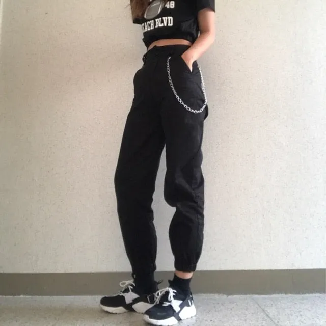 High waist pants camouflage loose joggers  for women a