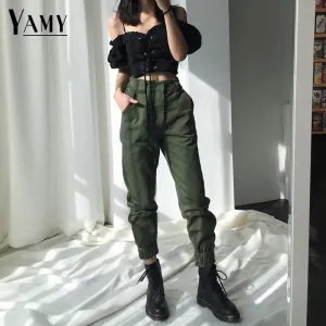 High waist pants camouflage loose joggers  for women a