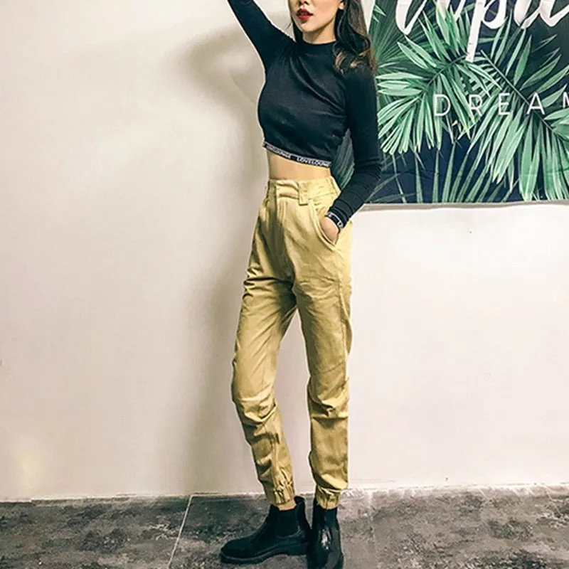 High waist pants camouflage loose joggers  for women a
