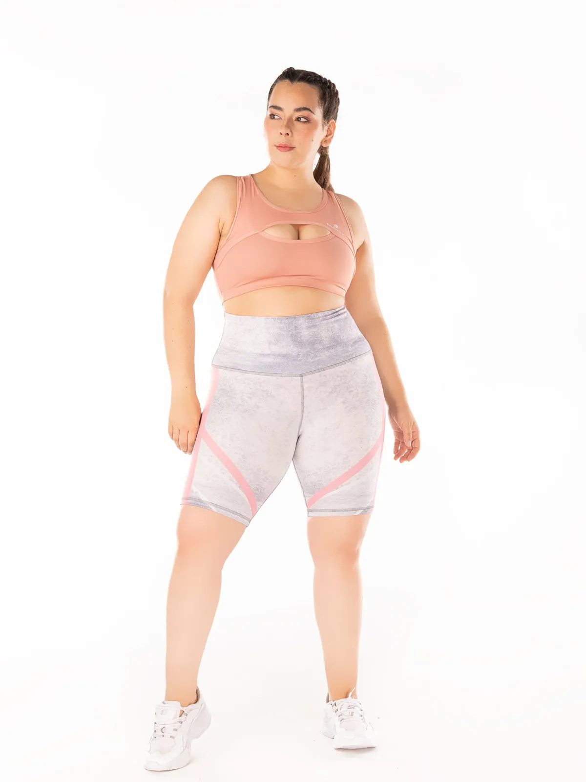 High Waist Pattern Biker - Gray Stone