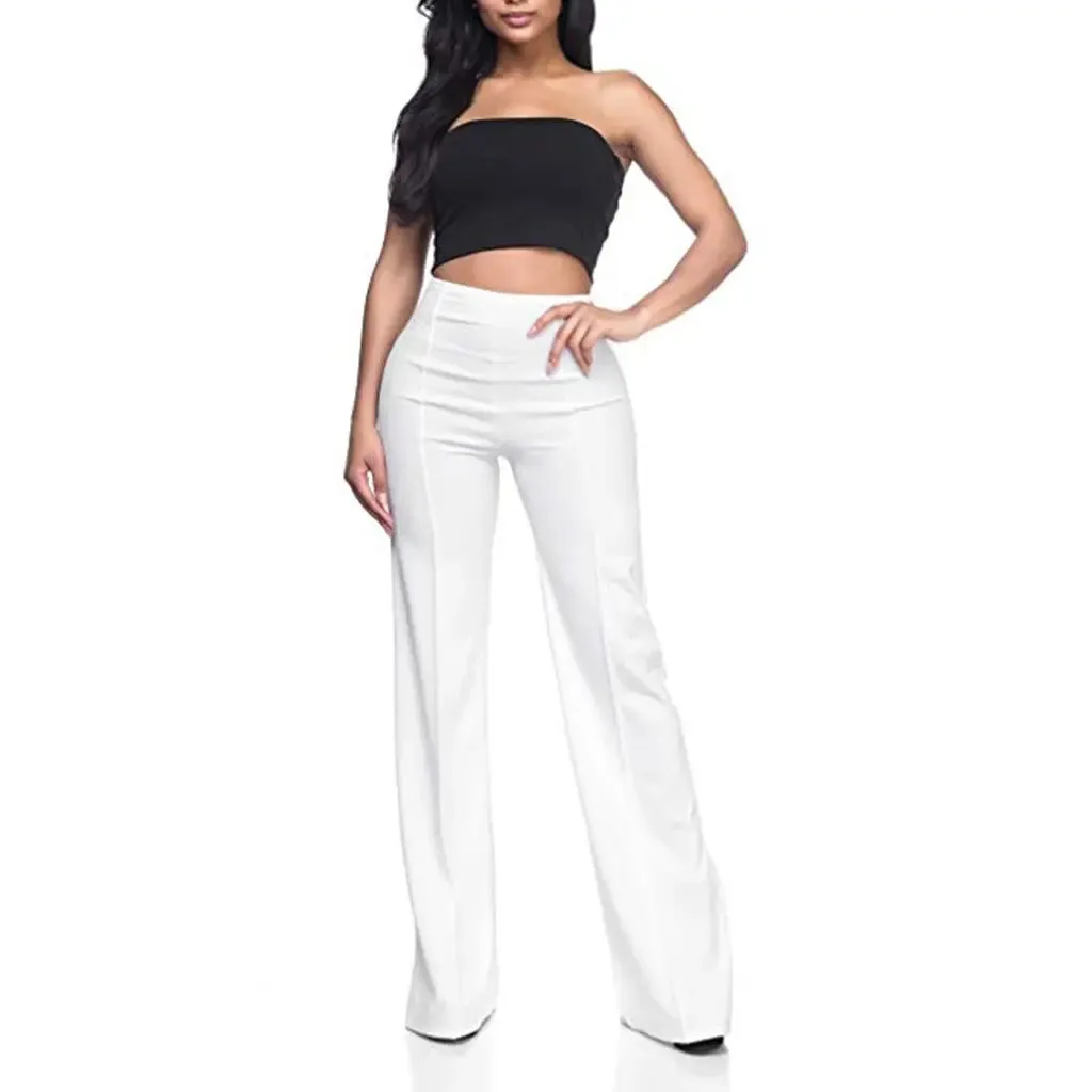 High Waist Piping Wide Leg Pants