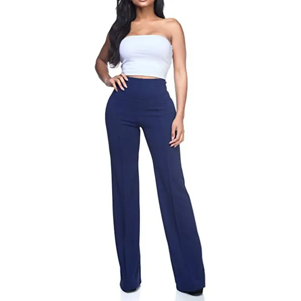 High Waist Piping Wide Leg Pants
