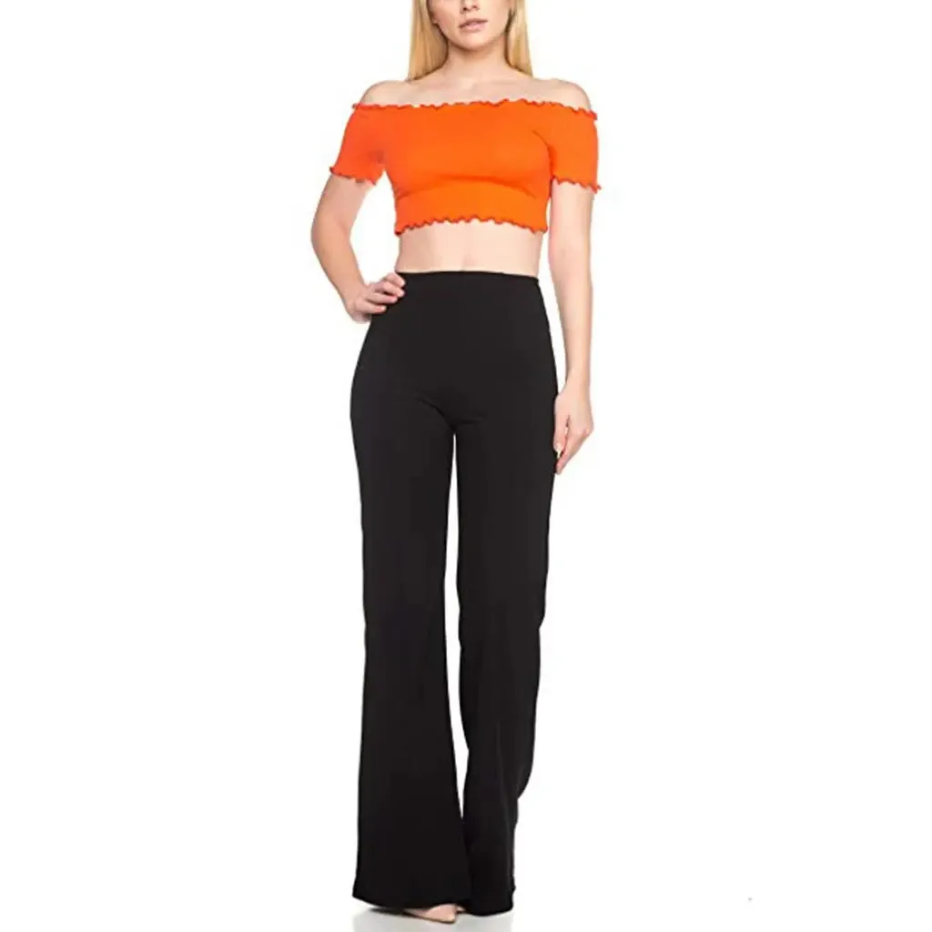 High Waist Piping Wide Leg Pants