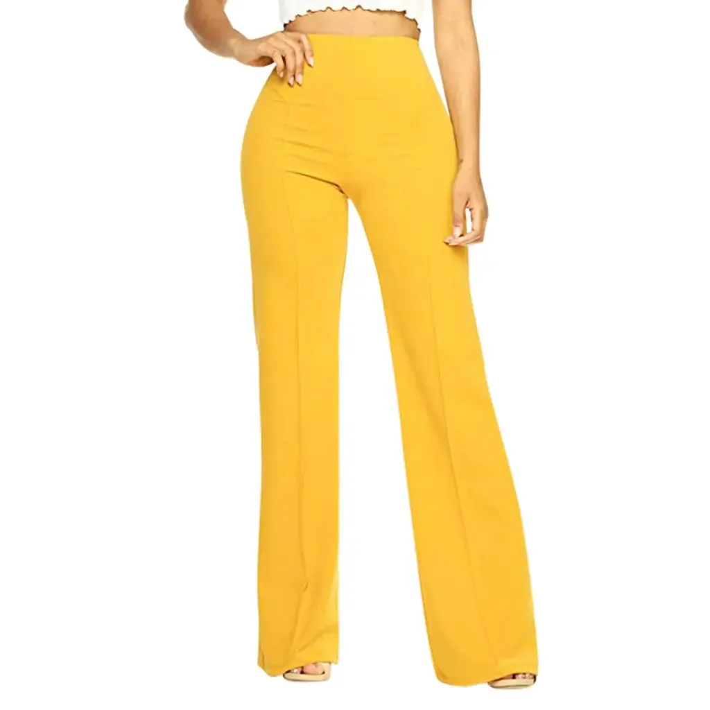 High Waist Piping Wide Leg Pants