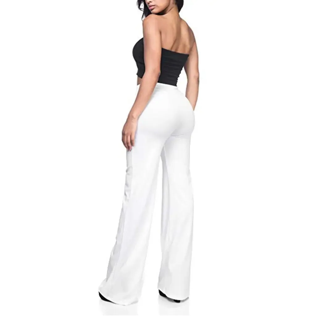 High Waist Piping Wide Leg Pants