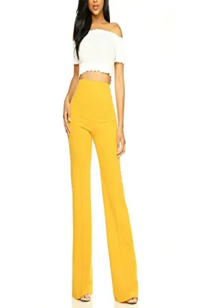 High Waist Piping Wide Leg Pants