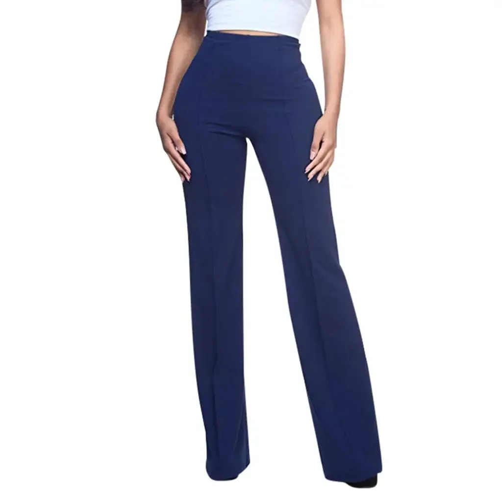 High Waist Piping Wide Leg Pants