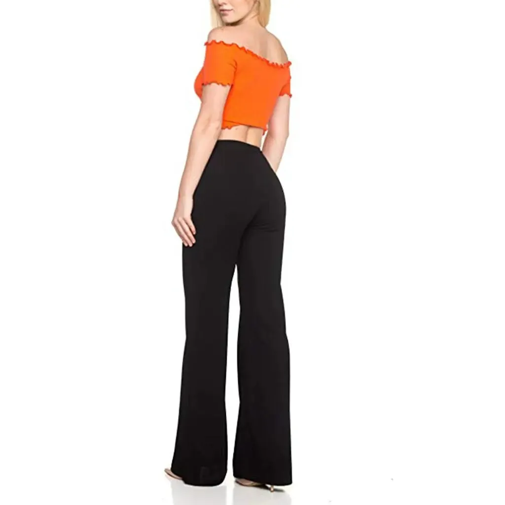 High Waist Piping Wide Leg Pants