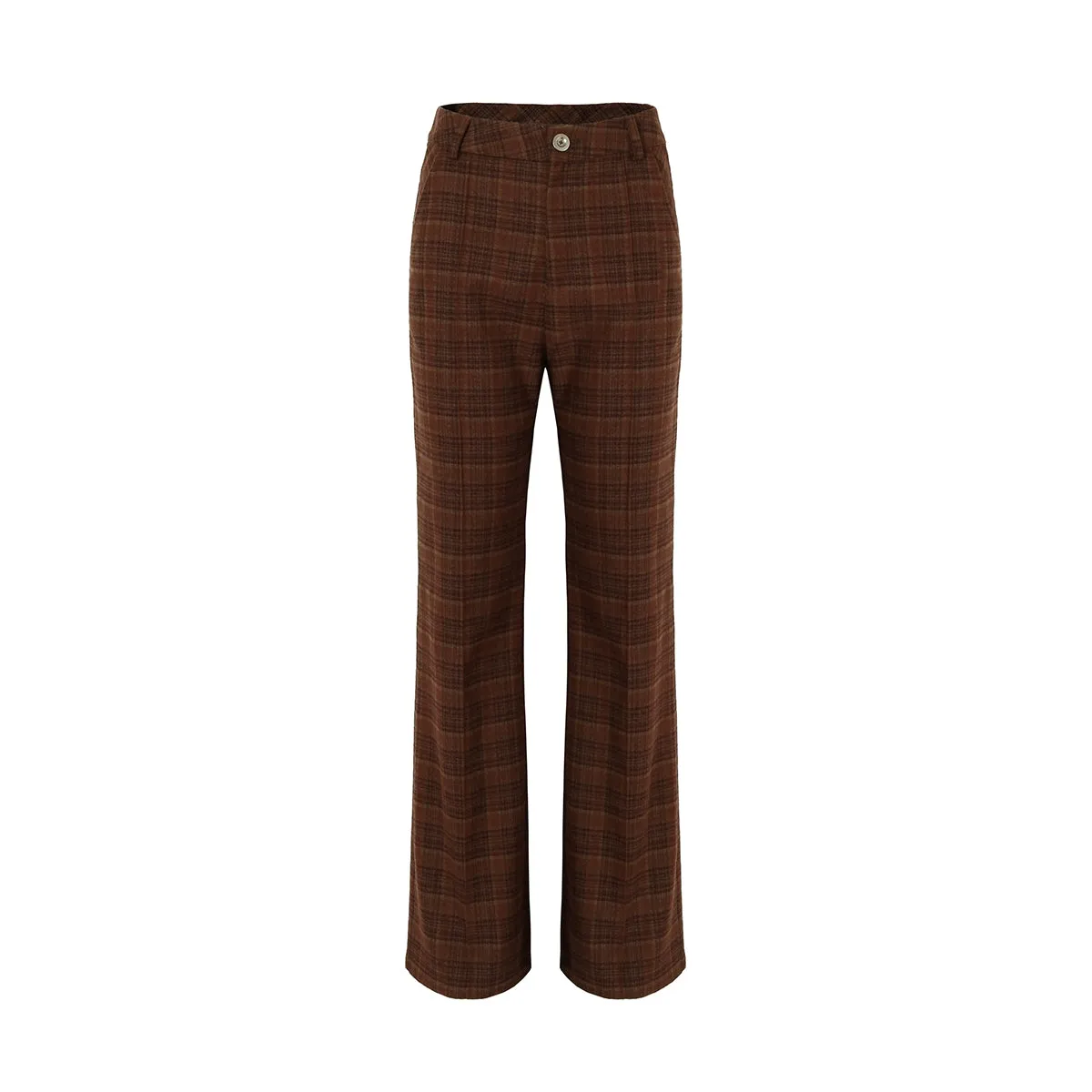 High Waist Plaid Long Pants
