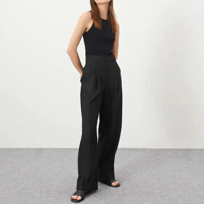 High Waist Pleated Wide Leg Pants