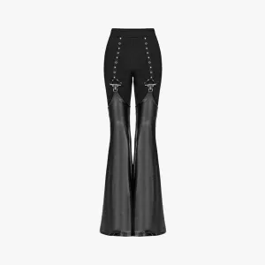 High Waist PU Leather Flare Pants