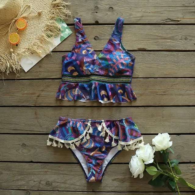 High Waist Ruffle Bikini Set
