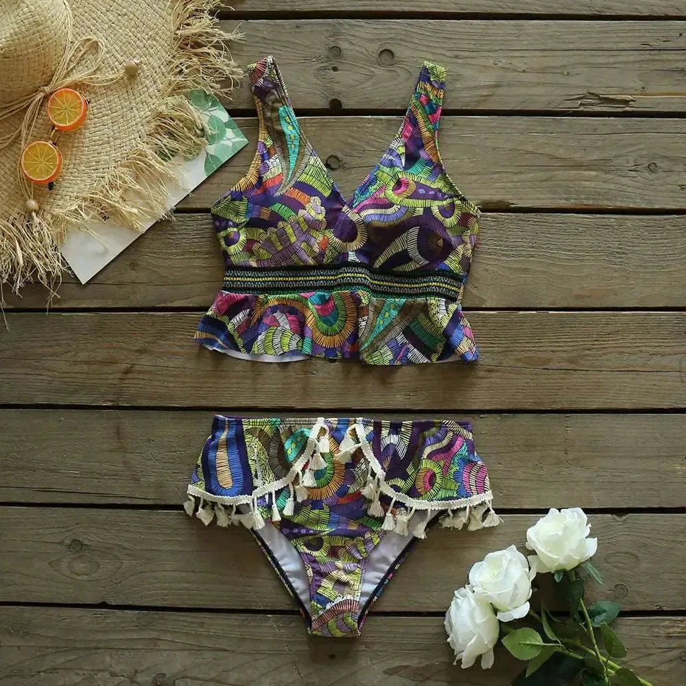 High Waist Ruffle Bikini Set
